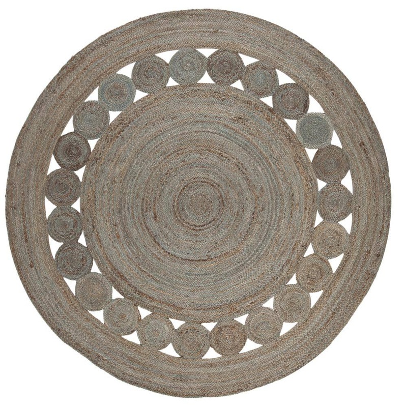 SAFAVIEH Natural Fiber Gray 5 ft. x 5 ft. Round Border Area Rug NF364C-5R