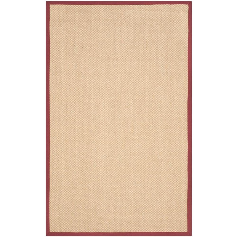 SAFAVIEH Natural Fiber Maize/Burgundy 4 ft. x 6 ft. Border Area Rug NF141D-4