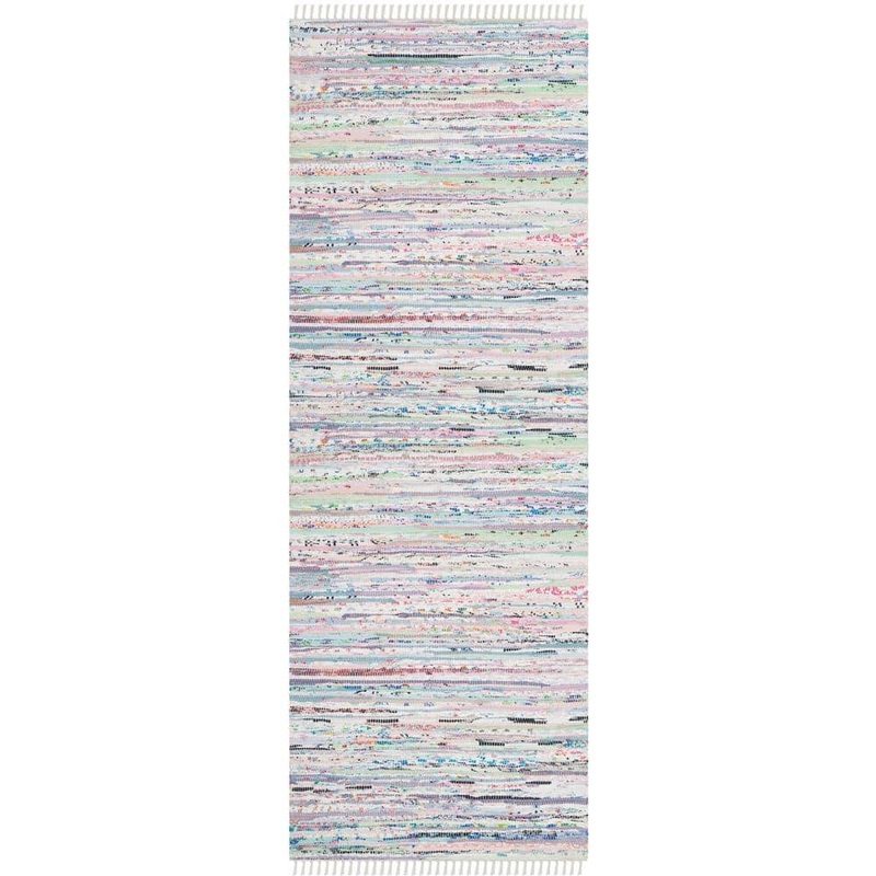 SAFAVIEH Rag Rug Light Green/Multi 2 ft. x 5 ft. Striped Runner Rug RAR125D-25