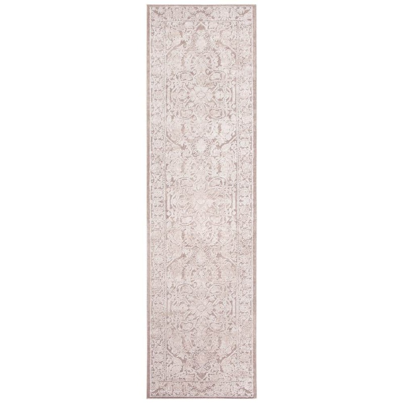 SAFAVIEH Reflection Beige/Cream 2 ft. x 14 ft. Border Floral Runner Rug RFT665A-214