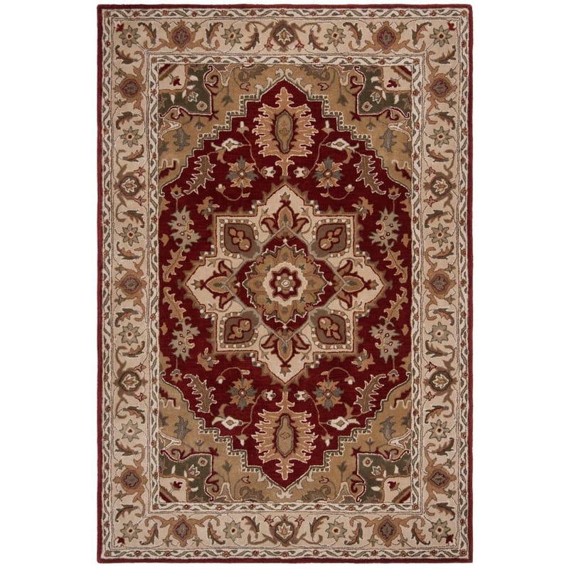 SAFAVIEH Royalty Red/Beige 4 ft. x 6 ft. Border Area Rug ROY700Q-4