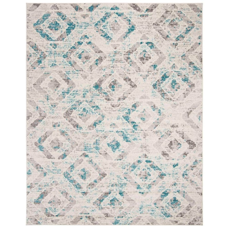 SAFAVIEH Skyler Ivory/Blue 9 ft. x 12 ft. Geometric Area Rug SKY190D-9