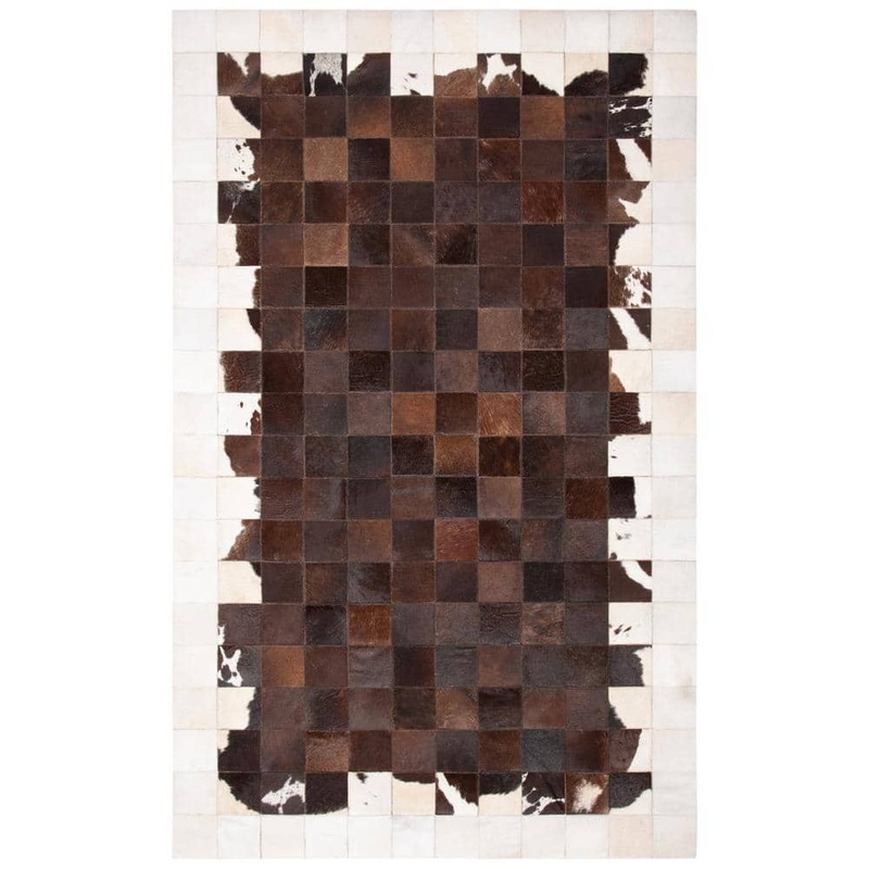 SAFAVIEH Studio Leather Ivory Brown 8 ft. x 10 ft. Animal Print Area Rug STL806A-8