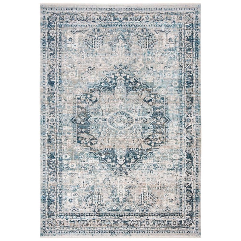 SAFAVIEH Victoria Blue/Gray 4 ft. x 6 ft. Border Area Rug VIC933F-4