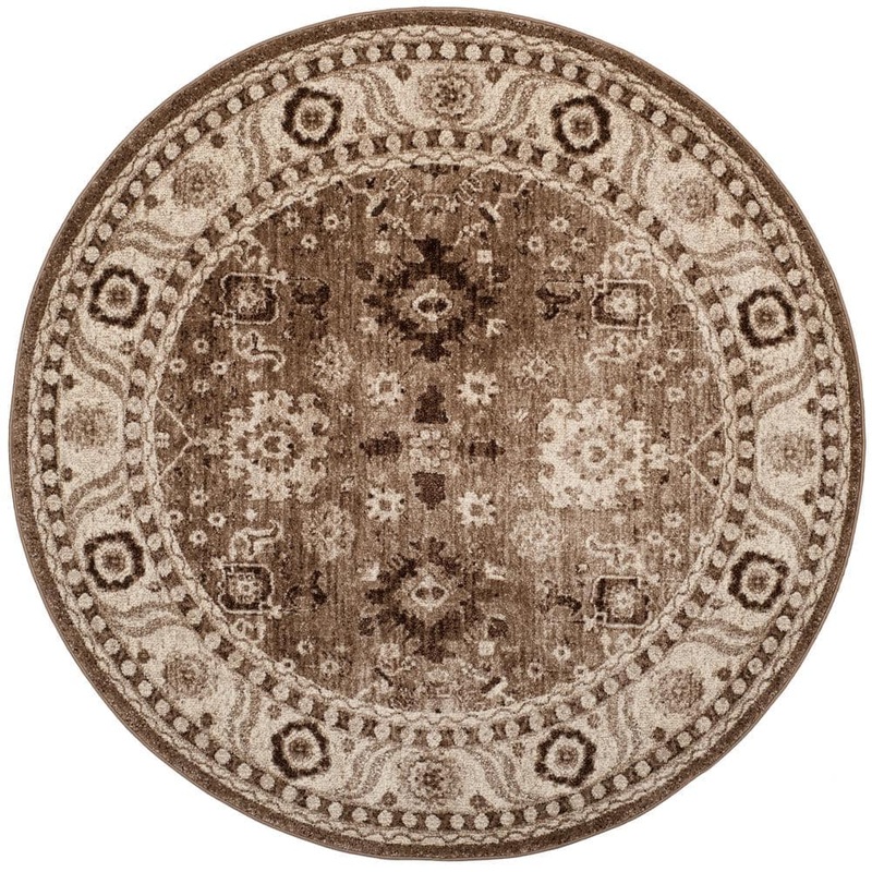 SAFAVIEH Vintage Hamadan Taupe 9 ft. x 9 ft. Vintage Floral Round Area Rug VTH214T-9R