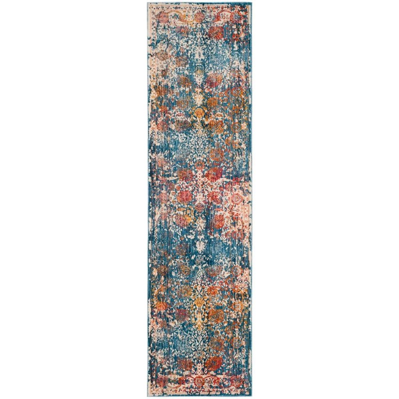 SAFAVIEH Vintage Persian Turquoise/Multi 2 ft. x 8 ft. Border Distressed Runner Rug VTP409K-28