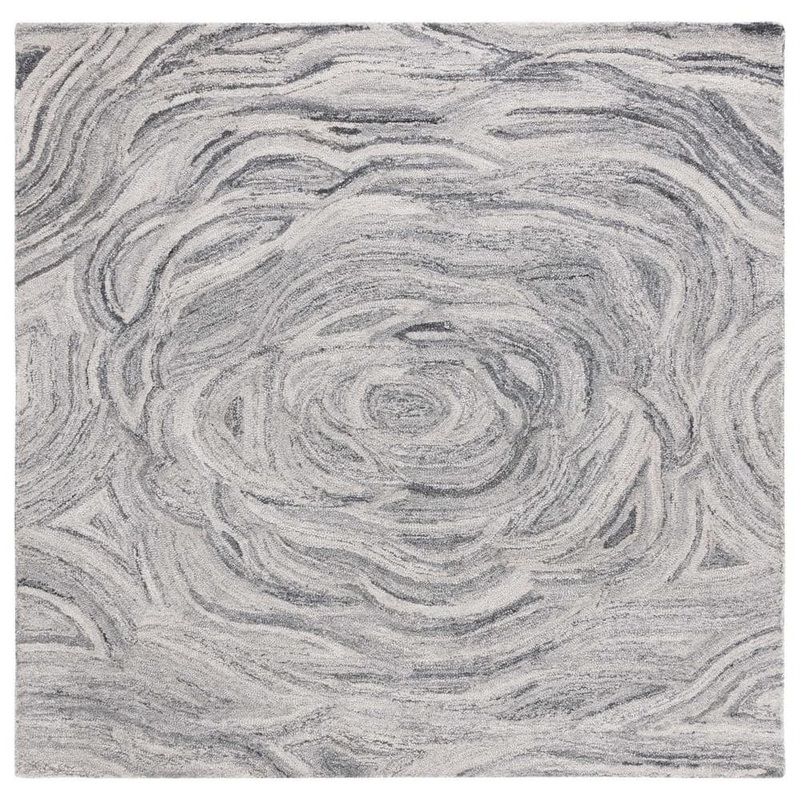 SAFAVIEH Abstract Dark Gray/Black 6 ft. x 6 ft. Floral Eclectic Square Area Rug ABT148H-6SQ