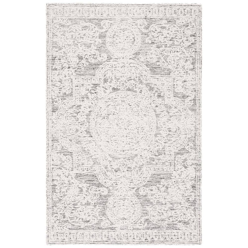 SAFAVIEH Abstract Ivory/Charcoal 5 ft. x 8 ft. Modern Aztec Medallion Area Rug ABT356H-5