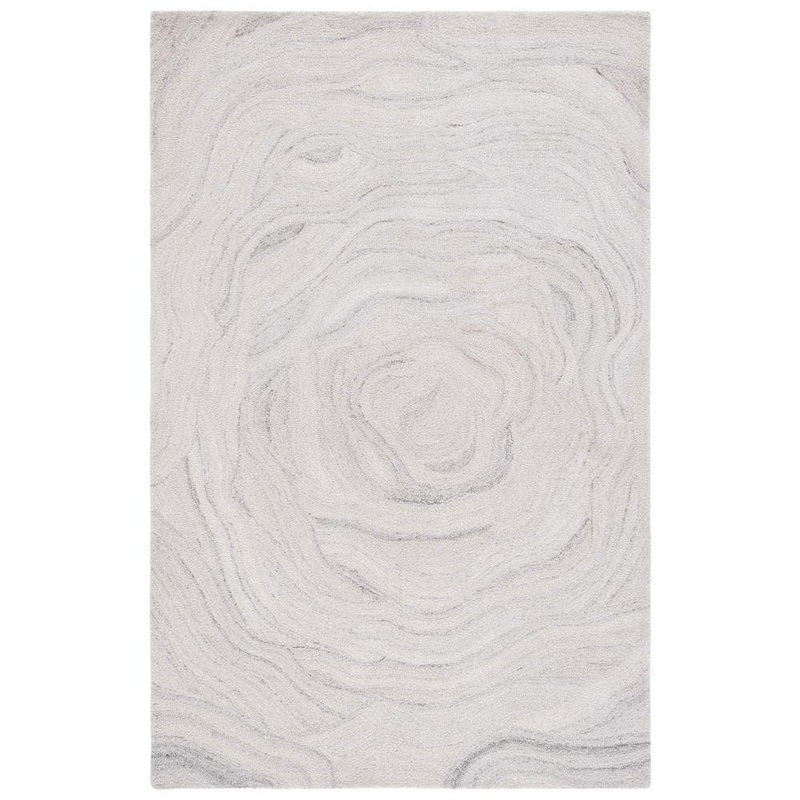 SAFAVIEH Abstract Light Gray/Beige Doormat 3 ft. x 5 ft. Floral Eclectic Area Rug ABT148F-3