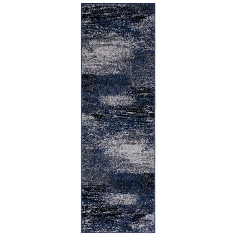 SAFAVIEH Adirondack Gray/Blue 3 ft. x 12 ft. Solid Color Distressed Runner Rug ADR112H-212