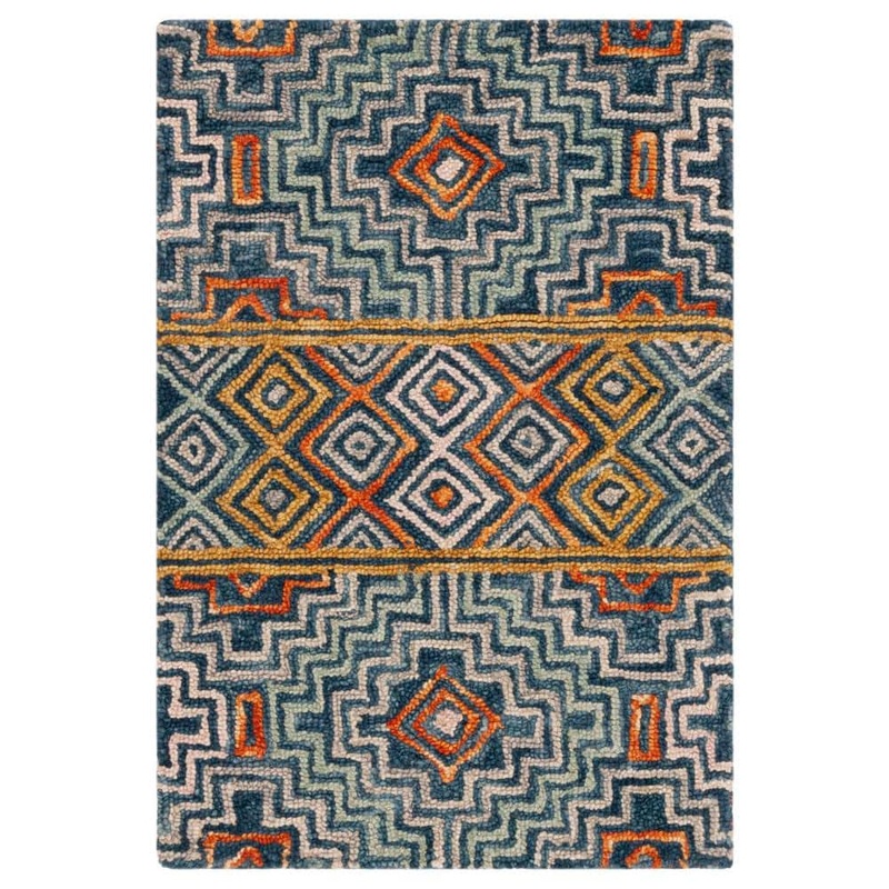 SAFAVIEH Aspen Blue/Gold 2 ft. x 3 ft. Bohemian Geometric Area Rug APN273M-2