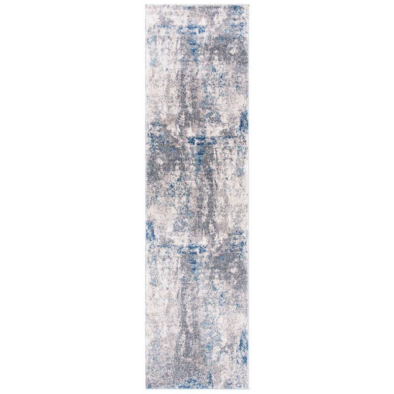 SAFAVIEH Aston Gray/Navy 2 ft. x 11 ft. Abstract Distressed Geometric Runner Rug ASN718F-211
