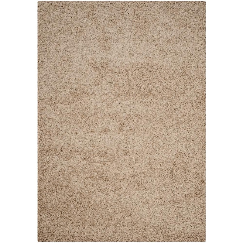 SAFAVIEH Athens Shag Beige 5 ft. x 8 ft. Solid Area Rug SGA119G-5