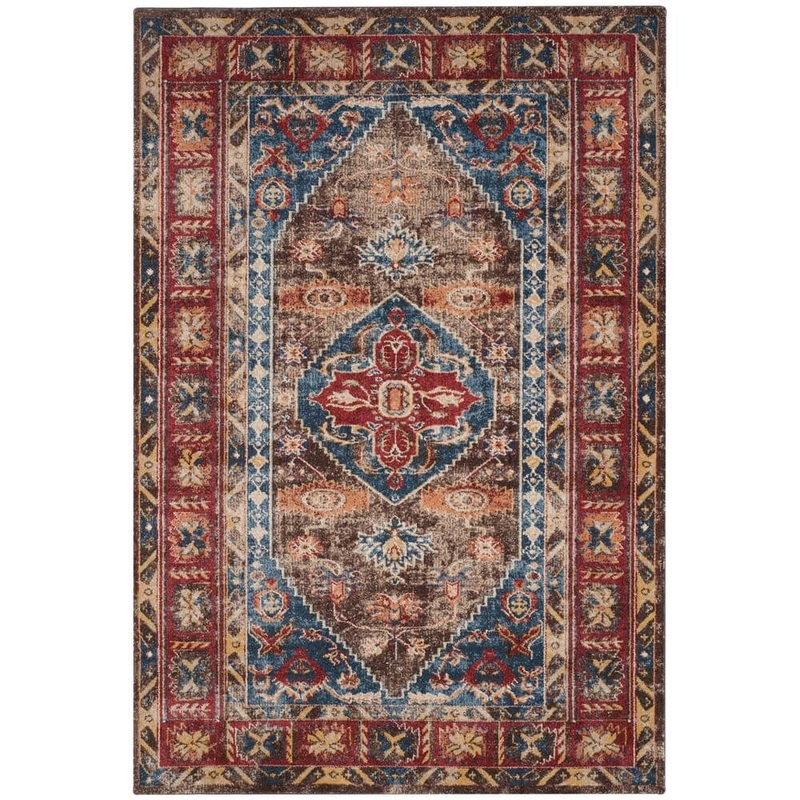 SAFAVIEH Bijar Brown/Royal 4 ft. x 6 ft. Border Area Rug BIJ621C-4