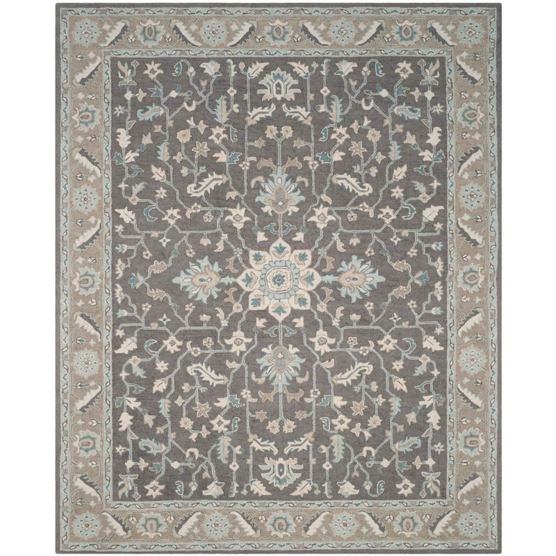 SAFAVIEH Blossom Dark Gray/Light Brown 9 ft. x 12 ft. Border Area Rug BLM217A-9