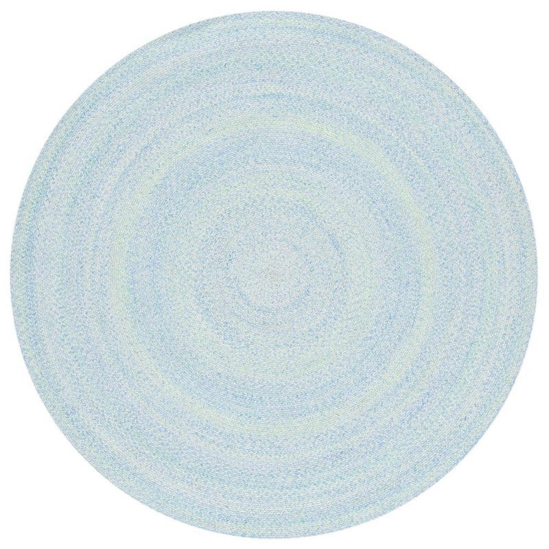 SAFAVIEH Braided Green Blue Doormat 3 ft. x 3 ft. Abstract Round Area Rug BRD804K-3R