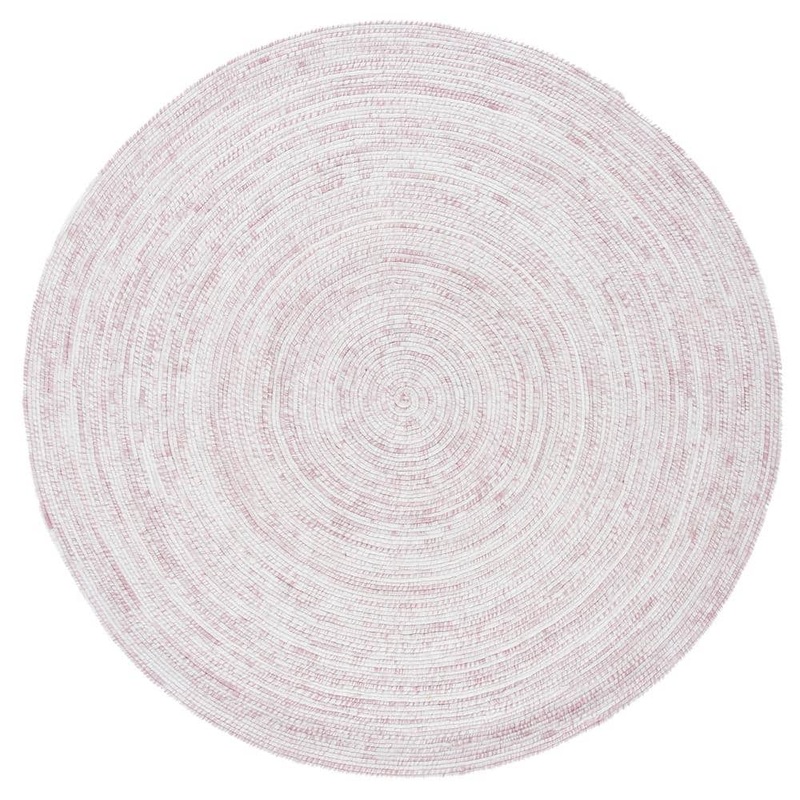 SAFAVIEH Braided Ivory/Pink 3 ft. x 3 ft. Round Striped Area Rug BRD270U-3R