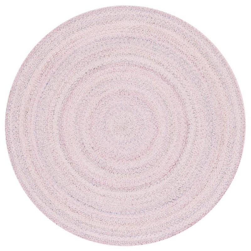SAFAVIEH Braided Pink Gray Doormat 3 ft. x 3 ft. Abstract Round Area Rug BRD804U-3R