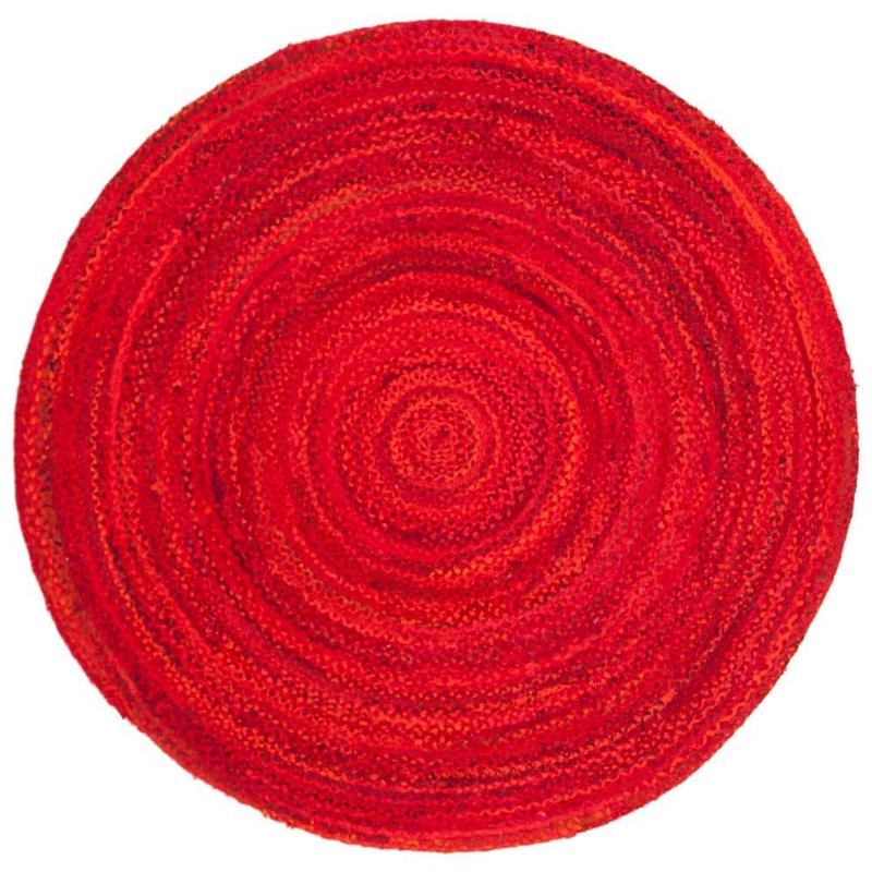 SAFAVIEH Braided Red 6 ft. x 6 ft. Round Solid Area Rug BRD452Q-6R