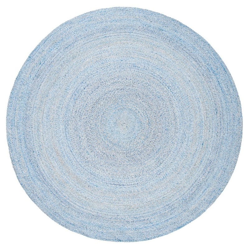 SAFAVIEH Cape Cod Blue 4 ft. x 4 ft. Braided Solid Color Round Area Rug CAP224M-4R