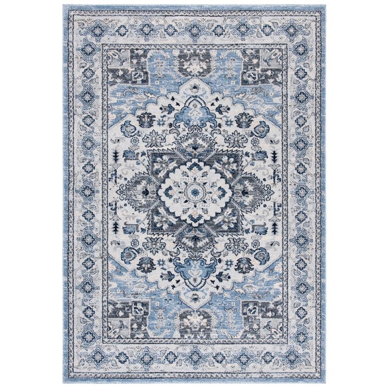 SAFAVIEH Charleston Blue/Gray 8 ft. x 10 ft. Border Floral Area Rug CHL431M-8