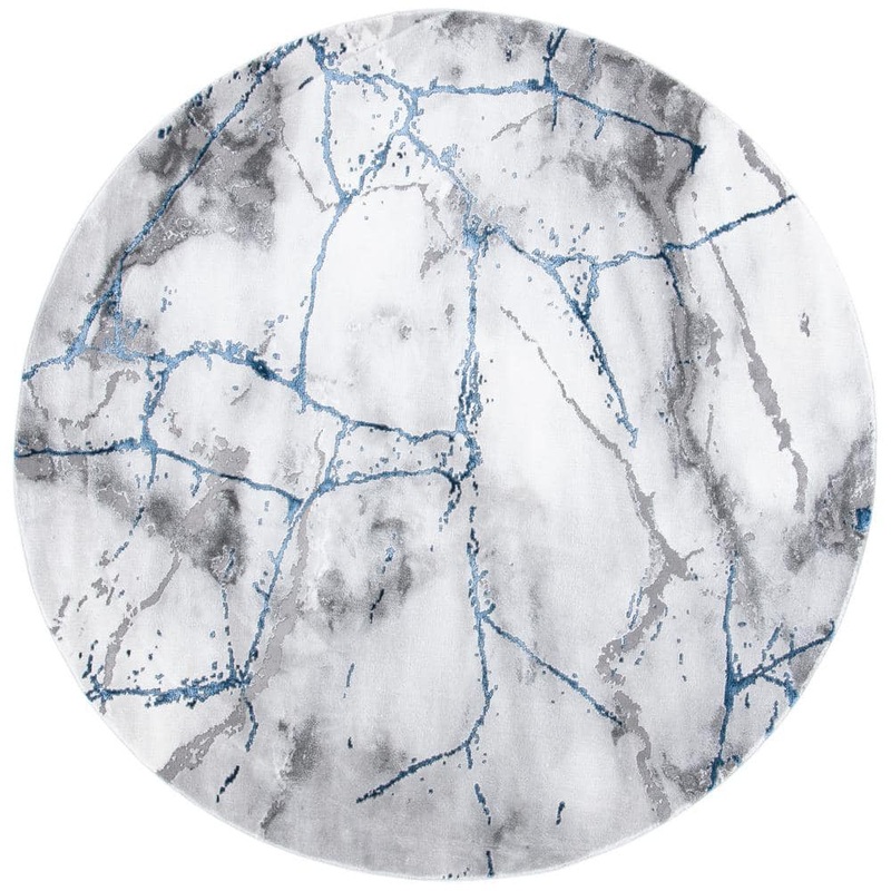 SAFAVIEH Craft Ivory Gray/Blue 4 ft. x 4 ft. Round Distressed Abstract Area Rug CFT877M-4R