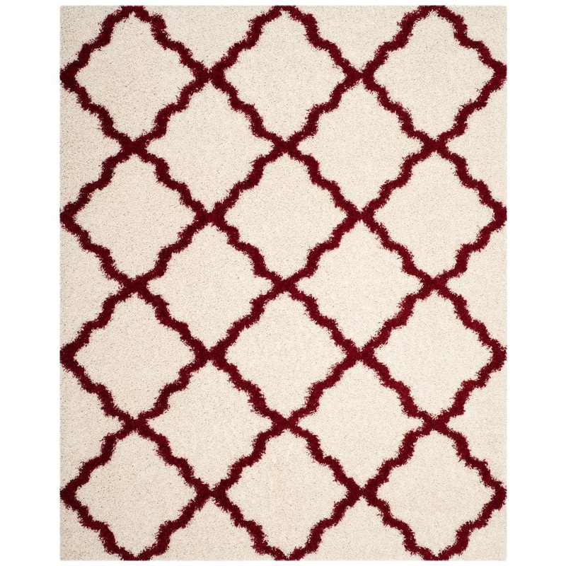 SAFAVIEH Dallas Shag Ivory/Red 8 ft. x 10 ft. Geometric Area Rug SGD257R-8