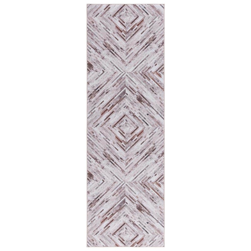 SAFAVIEH Faux Hide Beige/Brown 3 ft. x 8 ft. Machine Washable Striped Solid Color Runner Rug FAH526A-28
