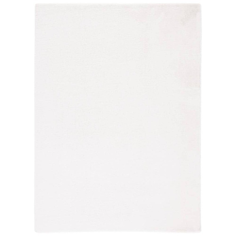 SAFAVIEH Faux Rabbit Fur Off White 6 ft. x 9 ft. Machine Washable High Low Solid Color Area Rug FRF500A-6