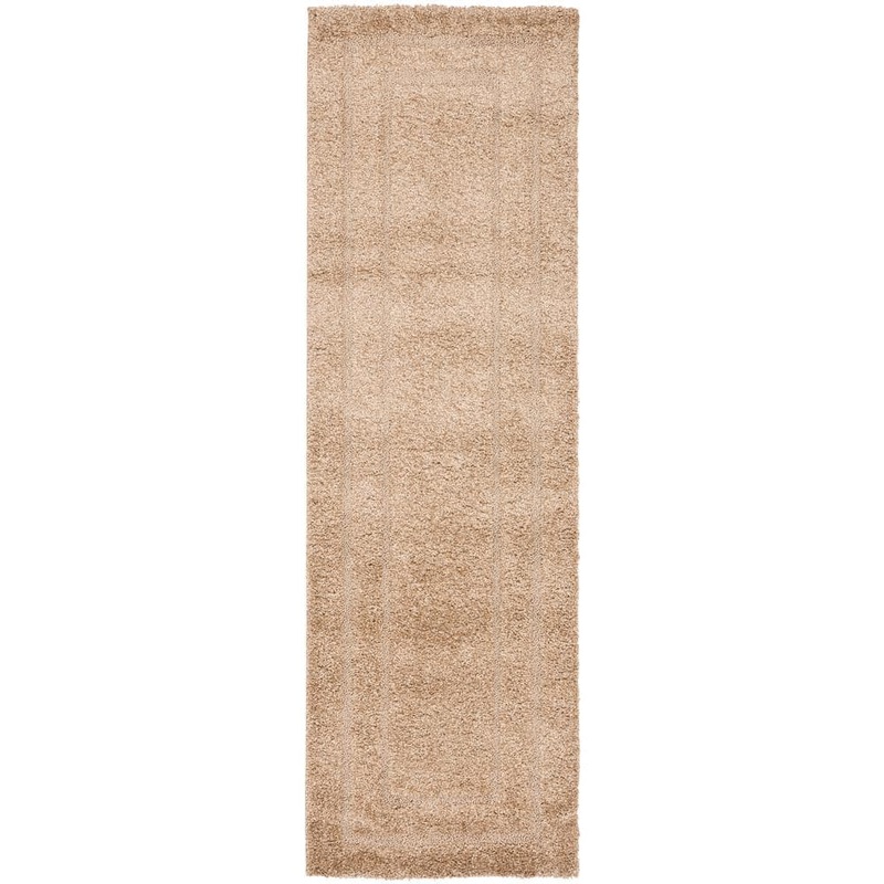 SAFAVIEH Florida Shag Beige 2 ft. x 8 ft. Border Runner Rug SG454-1313-28