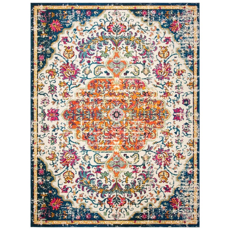 SAFAVIEH Madison Ivory/Orange 9 ft. x 12 ft. Border Area Rug MAD447A-9