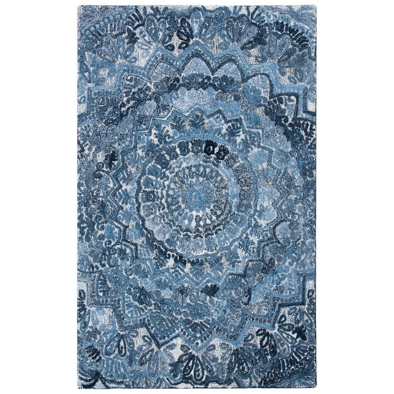 SAFAVIEH Marquee Blue/Gray Doormat 2 ft. x 3 ft. Floral Oriental Area Rug MRQ110N-2