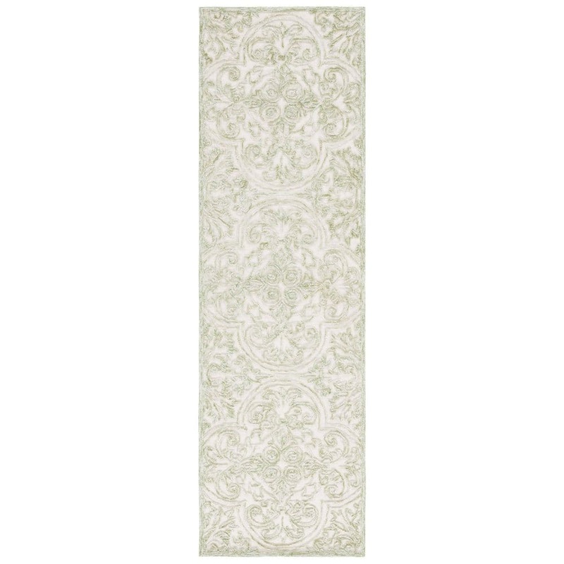 SAFAVIEH Martha Stewart Ivory/Green 2 ft. x 8 ft. Moroccan High-Low Runner Rug MSR3511Y-28