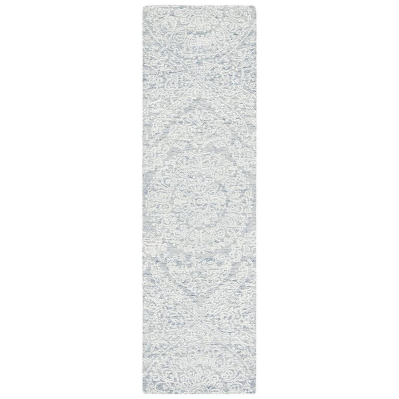 SAFAVIEH Metro Gray/Ivory 2 ft. x 8 ft. Medallion Floral Runner Rug MET993F-28