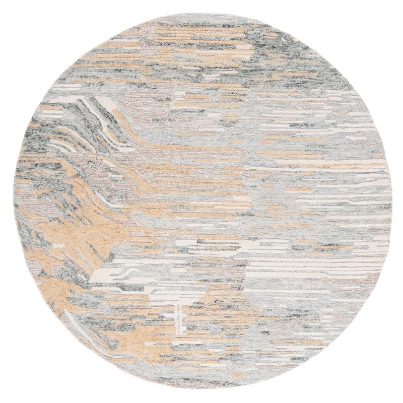 SAFAVIEH Metro Natural/Gold 6 ft. x 6 ft. Abstract Round Area Rug MET902D-6R