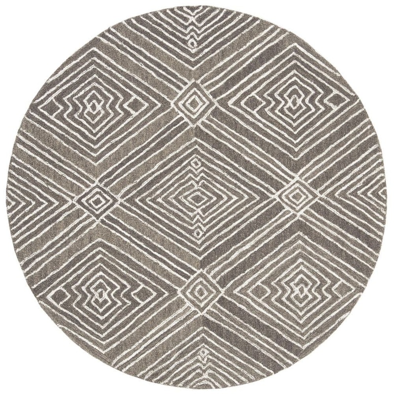 SAFAVIEH Micro-Loop Dark Grey/Ivory 5 ft. x 5 ft. Geometric Round Area Rug MLP608F-5R