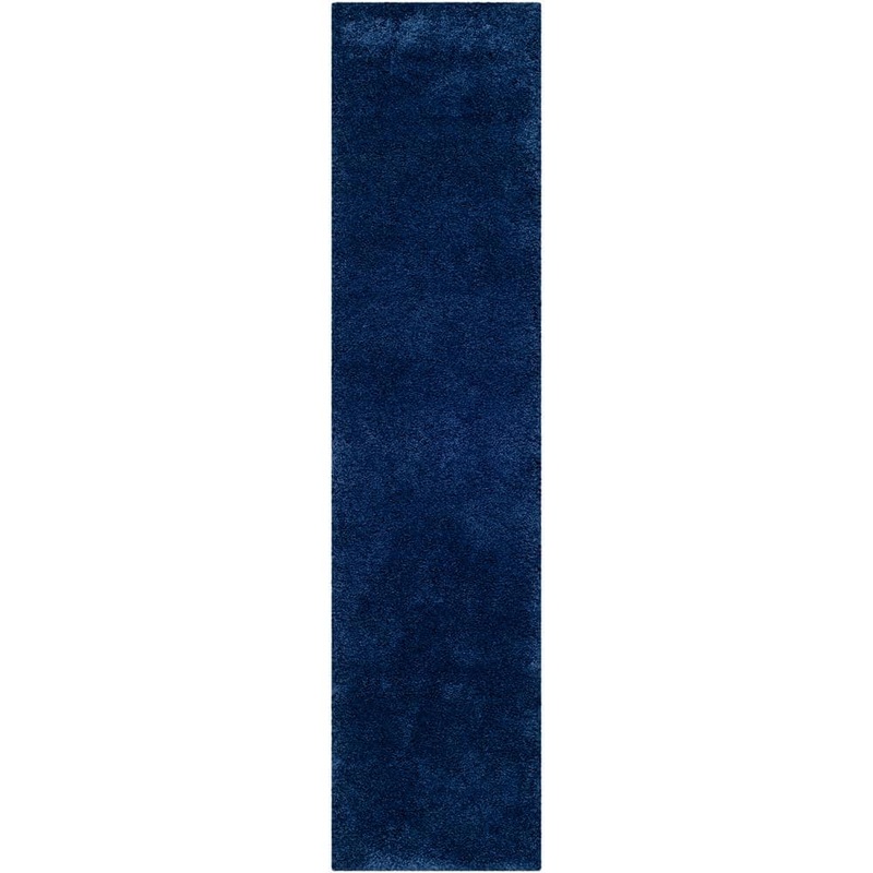 SAFAVIEH Milan Shag 2 ft. x 6 ft. Navy Solid Runner Rug SG180-7070-26