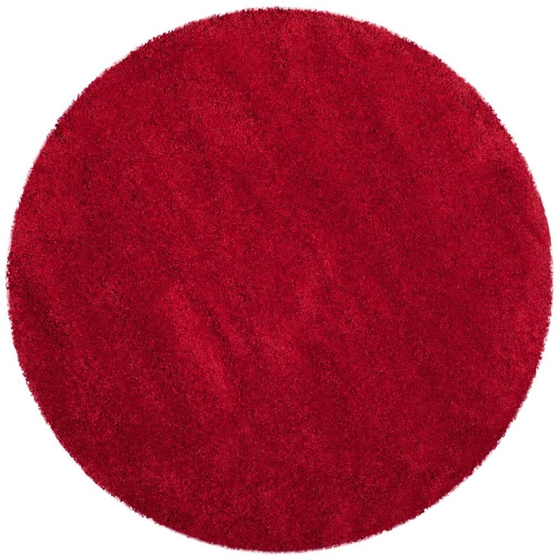 SAFAVIEH Milan Shag 3 ft. x 3 ft. Red Round Solid Area Rug SG180-4040-3R
