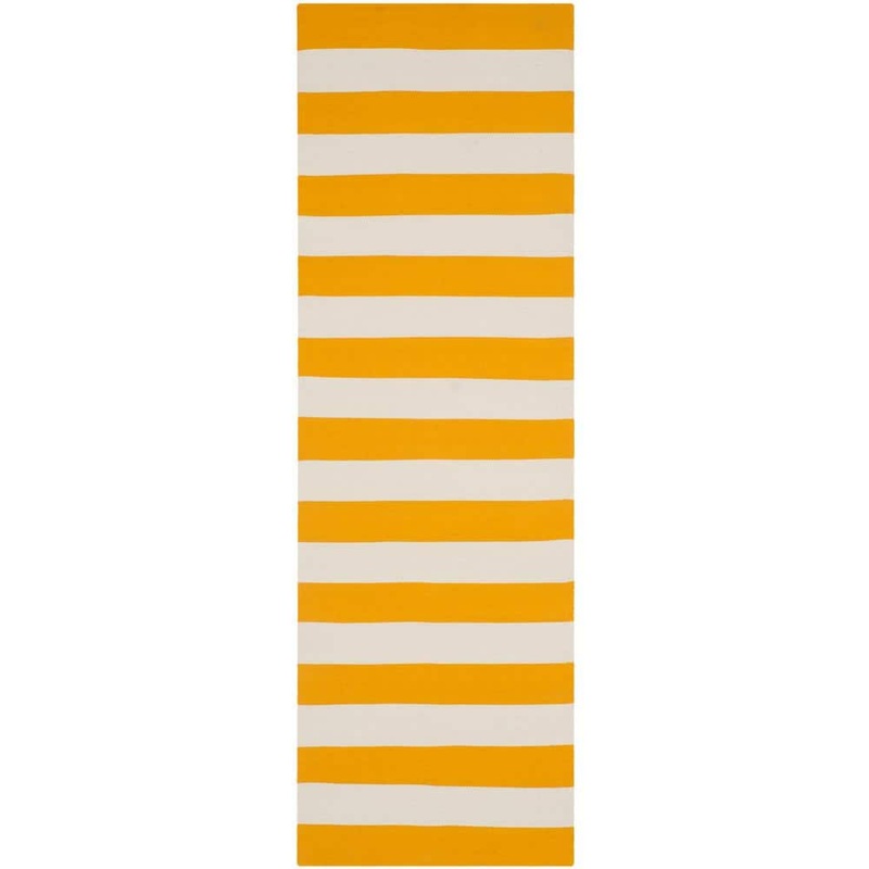 SAFAVIEH Montauk Yellow/Ivory 2 ft. x 9 ft. Striped Runner Rug MTK712A-29
