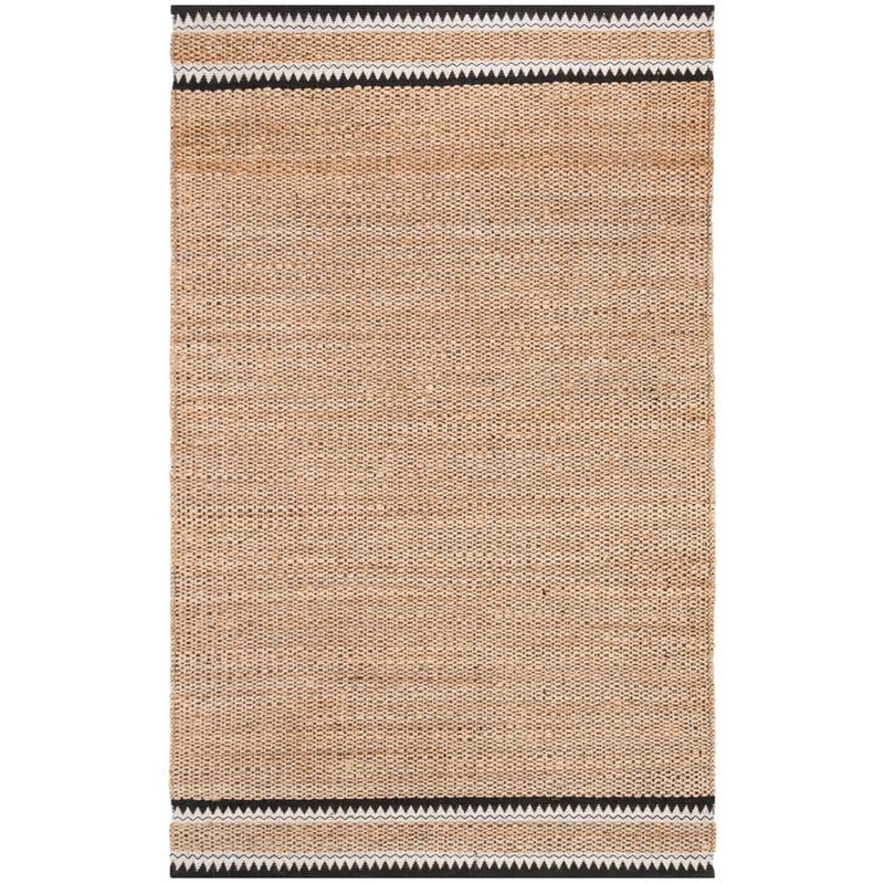 SAFAVIEH Natural Fiber Beige/Black 5 ft. x 8 ft. Solid Area Rug NF874B-5