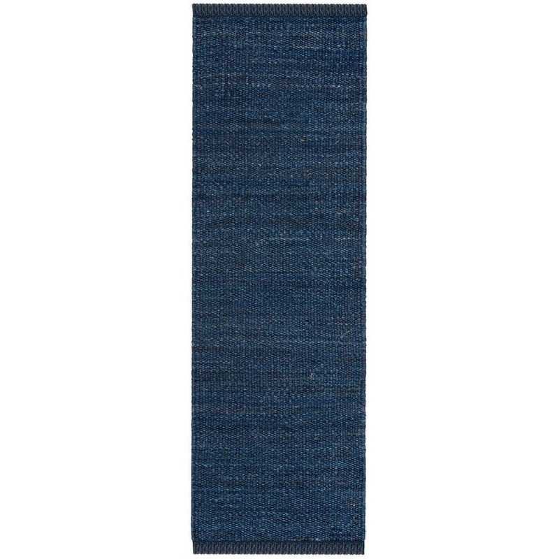 SAFAVIEH Natural Fiber Navy 2 ft. x 20 ft. Gradient Solid Color Runner Rug NF368N-220