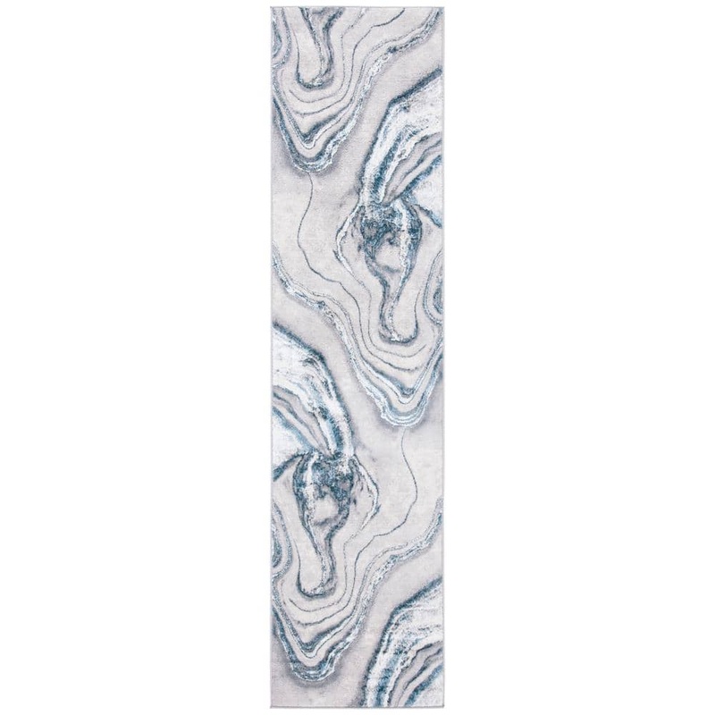 SAFAVIEH Orchard Gray/Blue 2 ft. x 19 ft. Abstract Runner Rug ORC637F-219