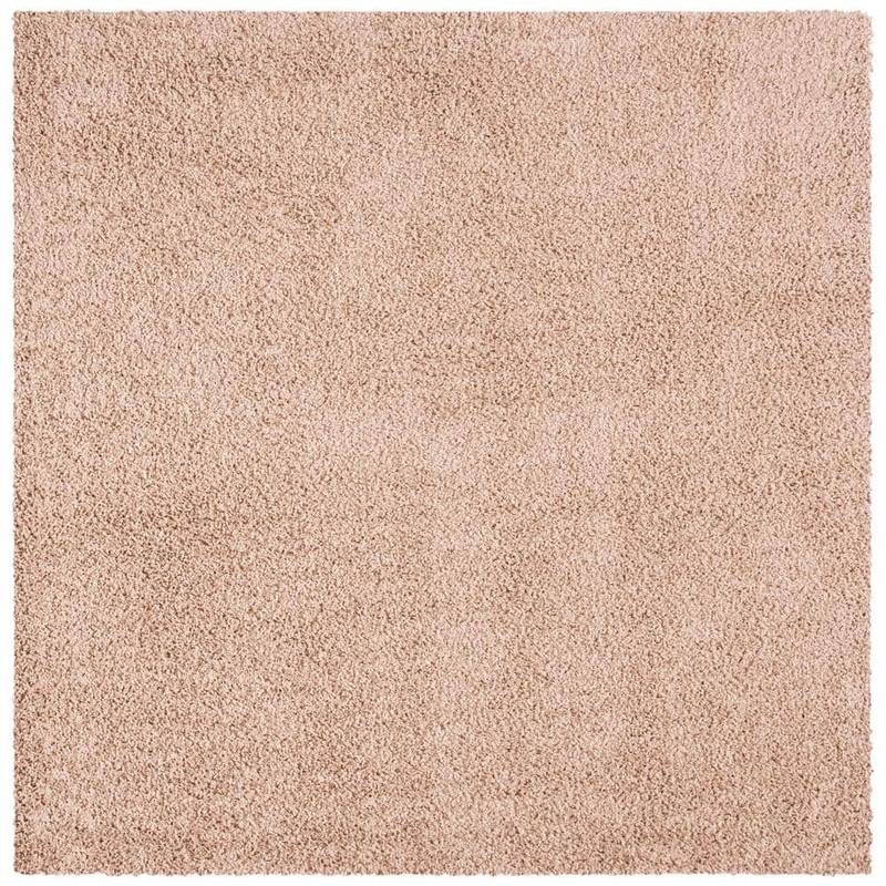 SAFAVIEH Primo Shag Beige 7 ft. x 7 ft. Square Solid Area Rug PRM300B-7SQ