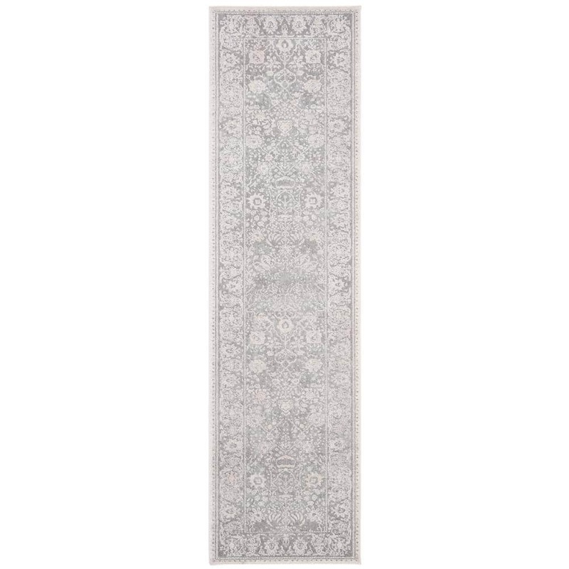 SAFAVIEH Reflection Light Gray/Cream 2 ft. x 8 ft. Border Distressed Runner Rug RFT663C-28