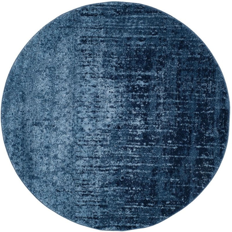 SAFAVIEH Retro Light Blue/Blue 6 ft. x 6 ft. Round Floral Distressed Area Rug RET2770-6065-6R