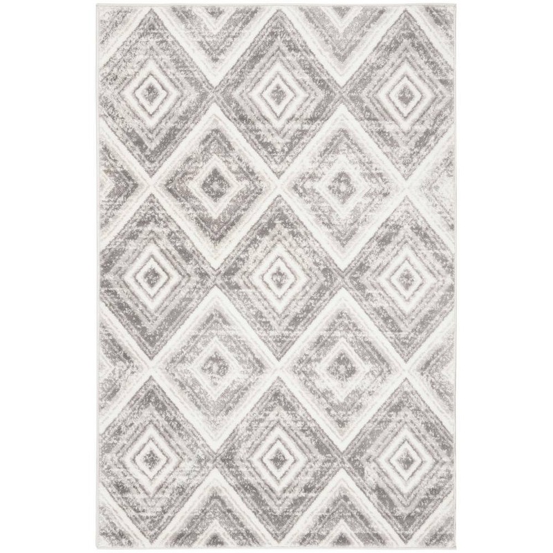 SAFAVIEH Skyler Gray/Ivory 4 ft. x 6 ft. Geometric Area Rug SKY120K-4