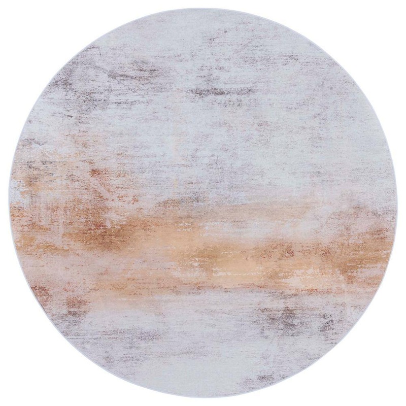 SAFAVIEH Tacoma Gray/Rust 6 ft. x 6 ft. Machine Washable Gradient Distressed Round Area Rug TAC813F-6R