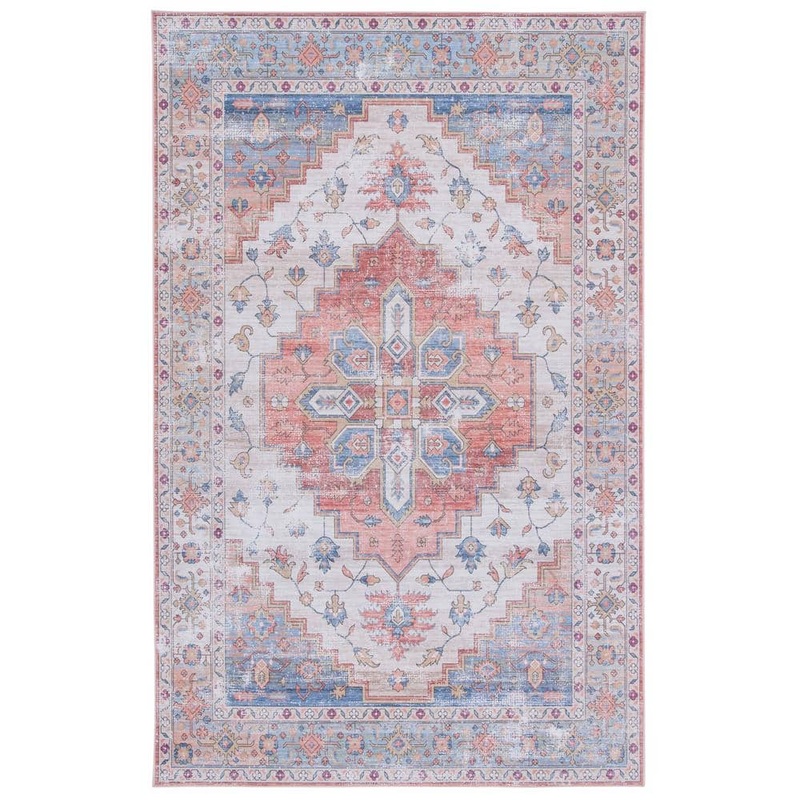 SAFAVIEH Tuscon Beige/Blue 10 ft. x 14 ft. Machine Washable Distressed Medallion Area Rug TSN109B-10