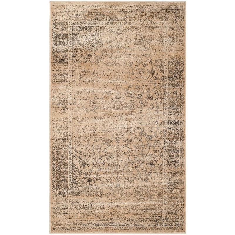SAFAVIEH Vintage Warm Beige 4 ft. x 6 ft. Border Area Rug VTG113-660-4
