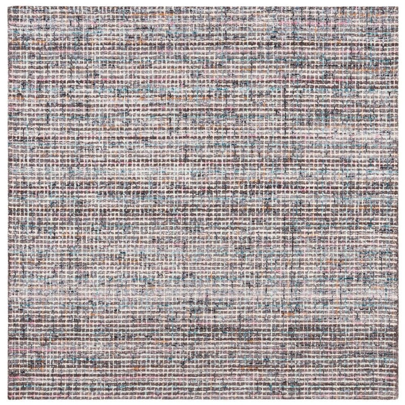 SAFAVIEH Abstract Gray/Brown 6 ft. x 6 ft. Modern Plaid Square Area Rug ABT489F-6SQ